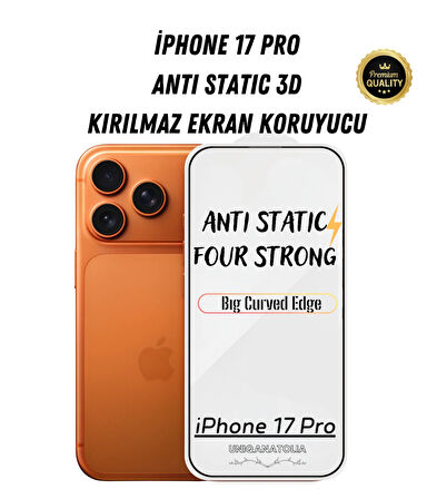 iPhone 17 Pro Anti-Static 3D Toz Tutmayan Kırılmaz Ekran Koruyucu