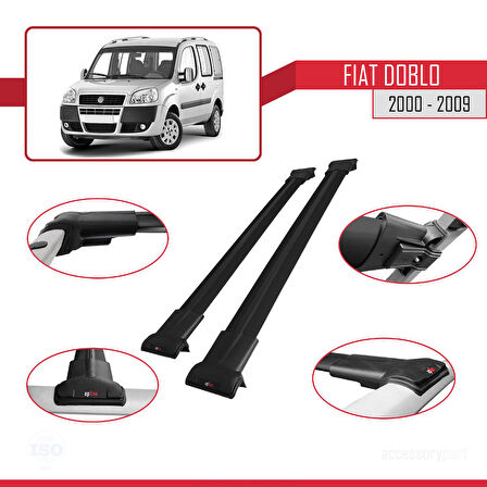 Fiat Doblo 2000-2009 Arası ile Uyumlu FLY Model Ara Atkı Tavan Barı Siyah 2 Adet