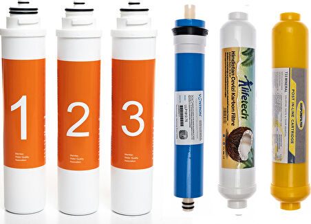 Sulook Waterlife Su Arıtma Cihazı Uyumlu Tak-Çevir 6'lı Filtre Seti, Vontron Membranlı