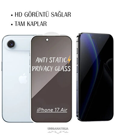iPhone 17 Air Anti-Static 3D Prıvacy Hayalet Toz Tutmayan Kırılmaz Ekran Koruyucu