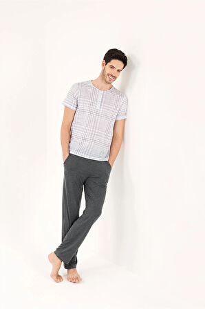 ANTRASİT VİSKON 3'LÜ ERKEK PİJAMA TAKIMI