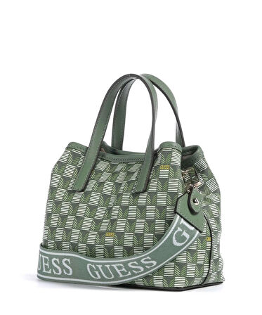 Guess Kadın Yeşil G Wave Geometrik Desenli Çapraz Çanta