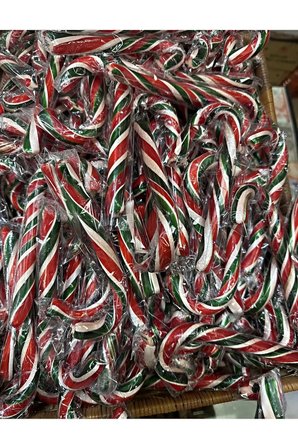 Baston Şekeri 20 ADET YEŞİL-KIRMIZI-BEYAZ ŞERİTLİ YILBAŞI, HEDİYELİK, KERMES, 35 GRAM