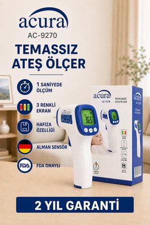 AC-9270 Yeni Tasarım FDA Onaylı, Alman Sensörlü Temassız Ateş Ölçer