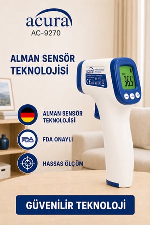 AC-9270 Yeni Tasarım FDA Onaylı, Alman Sensörlü Temassız Ateş Ölçer
