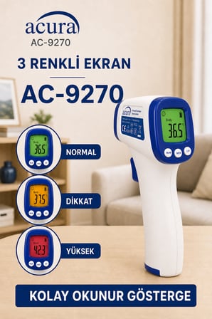 AC-9270 Yeni Tasarım FDA Onaylı, Alman Sensörlü Temassız Ateş Ölçer