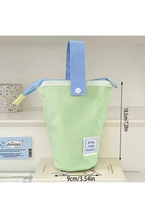 Sevimli Pastel Tonlu Fermuarlı Stand Kalemlik - Taşınabilir Masa Üstü Kalem Kutu