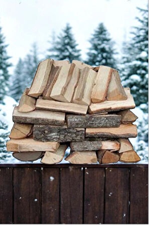 20 kg kuru dilimlenmiş sobalık şöminelik kamp için odun 1 çuval