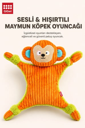 Jungle Explorers Serisi Sesli & Hışırtılı Maymun Köpek Oyuncağı - Küçük & Orta Irk - Köpeklerin Görebildiği Renklerle Tasarlandı