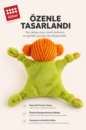 Jungle Explorers Serisi Sesli & Hışırtılı Maymun Köpek Oyuncağı - Küçük & Orta Irk - Köpeklerin Görebildiği Renklerle Tasarlandı