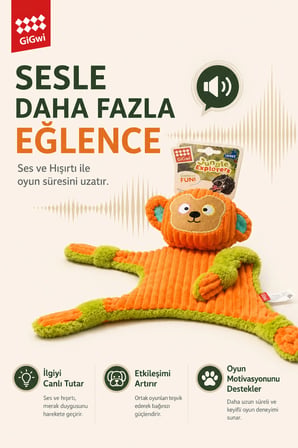 Jungle Explorers Serisi Sesli & Hışırtılı Maymun Köpek Oyuncağı - Küçük & Orta Irk - Köpeklerin Görebildiği Renklerle Tasarlandı