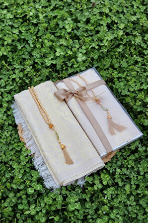 Hediyelik Pamuklu Seccade Seti S1004 Siyah