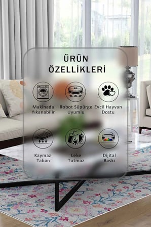Yıkanabilir Kaymaz Taban Dijital Baskılı Halı ve Yolluk – Leke Tutmaz Salon & Mutfak Halısı