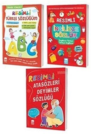 Resimli Türkçe İngilizce ve Atasözleri Deyimler Sözlükleri - 3 Kitap Set TDK Uyumlu / Kolektif