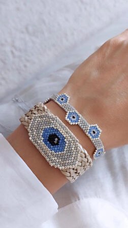 Hasır İkili Miyuki Bileklik 