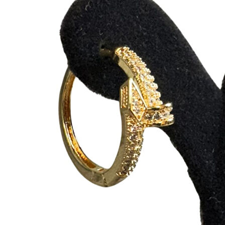 Uretti - İREM 3914 Zirkon Taşlı Çivi Model Çelik Küpe