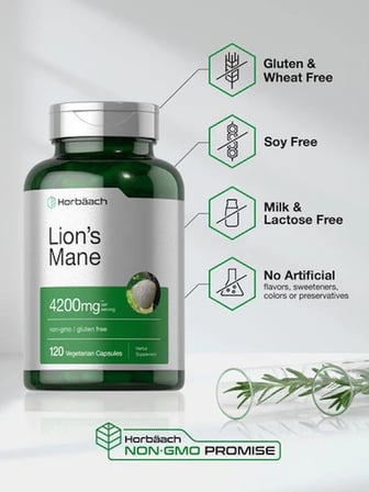 Lion's Mane 4200 mg 120 Veg Bioperine Black Pepper Extract Capsules non-gmo / gluten free