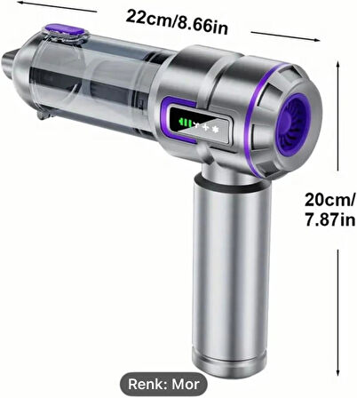 Suitu ST-6697APlus 20000 PA Kablosuz Şarjlı Vakum Üfleme Araç Oto Süpürgesi 3 Filtre