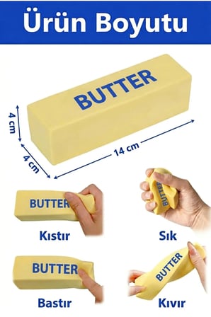 Butter Squishy ve Cheese Squishy 2’Li Set Tereyağı Sukuşi Peynir Sukuşi Slow Stres Oyuncakları