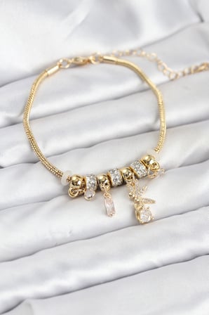 Tinkerbell Charmlı Kadın Bileklik Gold Kaplama Zirkon Taşlı