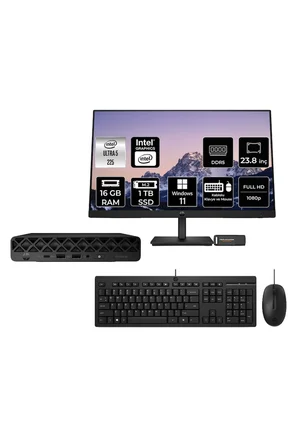 EliteDesk 8 Mini G1i AI Intel Core Ultra 5 225 16GB 1TB SSD 23.8" W11P Mini Masaüstü Bilgisayar