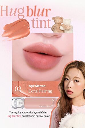 Hafif ve Köpüksü Dokusuyla Pürüzsüz Görünüm Sunan Tint CLIO Hug Blur Tint (002 Coral Pairing)