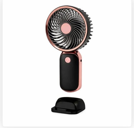 Premium Bwfn4 Şarjlı El Fanı Telefon Standlı Taşınabilir Mini Vantilatör Rose Gold Pembe
