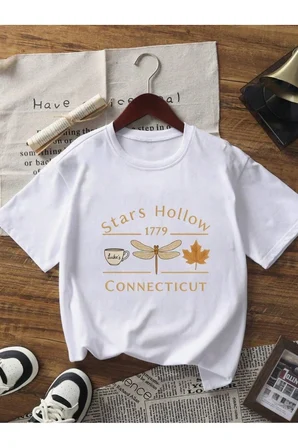 Unisex Stars Hallow Baskılı Tasarım Tshirt