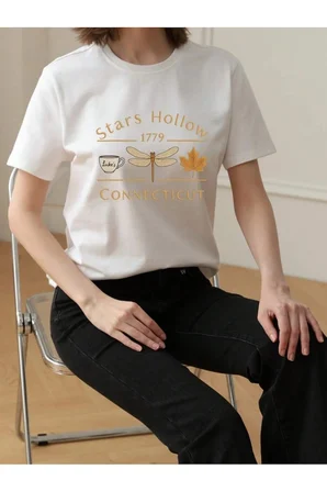 Unisex Stars Hallow Baskılı Tasarım Tshirt