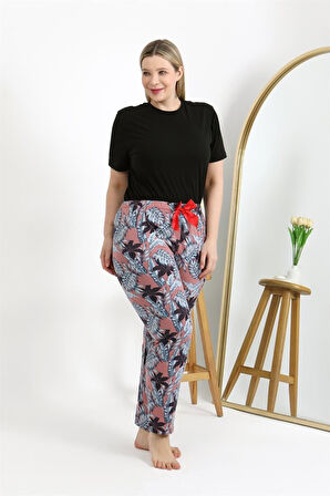 Celira Kadın Pamuklu Büyük Beden Alt Pijama Somon