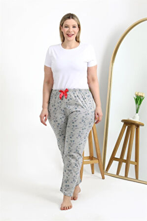 Celira Kadın Pamuklu Büyük Beden Alt Pijama Gri