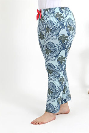 Celira Kadın Pamuklu Büyük Beden Alt Pijama Mavi