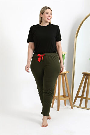 Celira Kadın Pamuklu Büyük Beden Alt Pijama Haki