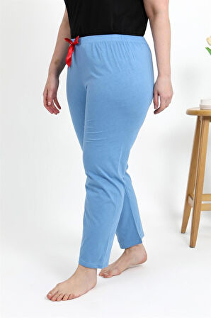 Celira Kadın Pamuklu Büyük Beden Alt Pijama Mavi