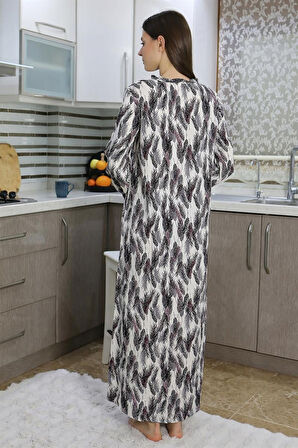 Celira Kadın Uzun Kol Penye Gecelik Ev Elbisesi Mor