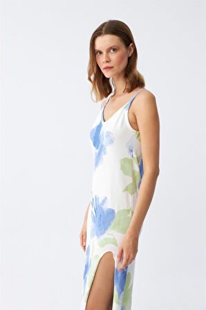 Celira İp Askılı Uzun Yırtmaçlı Penye Gecelik NSL160