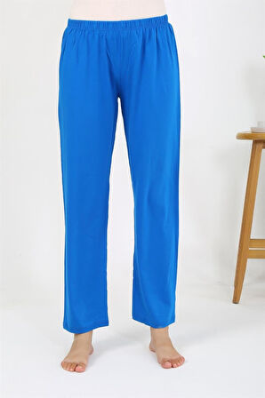 Celira Kadın Penye Düz Tek Alt Pijama Mavi