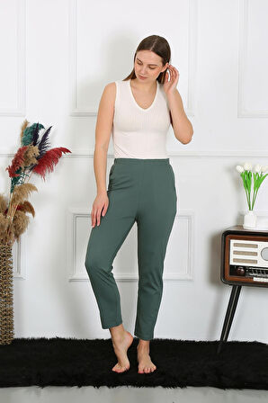 Celira Pamuklu Haki Tek Alt Pijama Haki