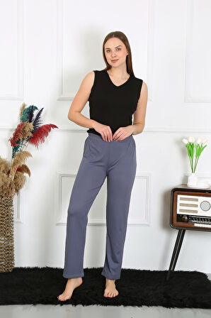 Celira Kadın Pamuklu Tek Alt Pijama İndigo
