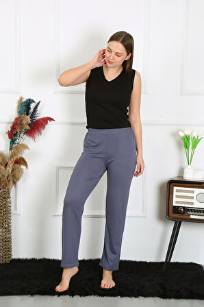 Celira Kadın Pamuklu Tek Alt Pijama İndigo