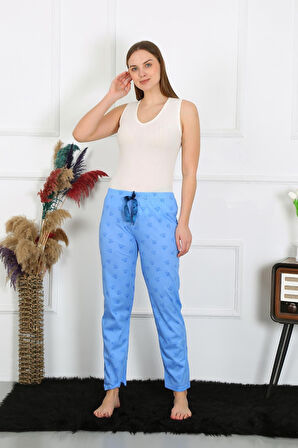 Celira Kadın Pamuklu Tek Alt Pijama Mavi