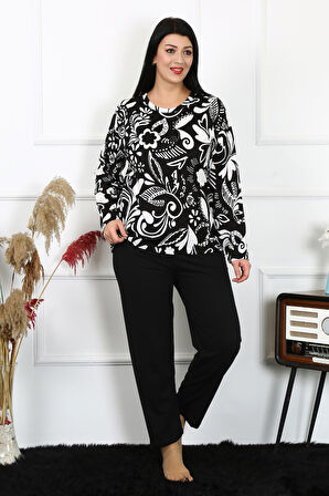 Celira Kadın Büyük Beden Penye Uzun Kol Pijama Takım