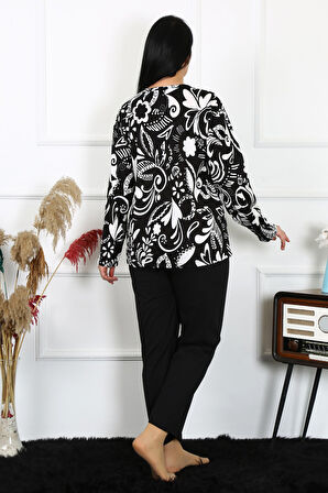 Celira Kadın Büyük Beden Penye Uzun Kol Pijama Takım