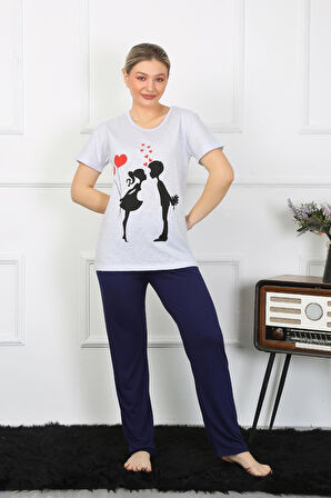 Celira Kadın Kısa Kol Penye Pİjama Takımı Buz Mavisi