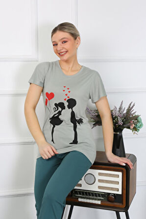 Celira Kadın Kısa Kol Penye Pijama Takımı Su Yeşili