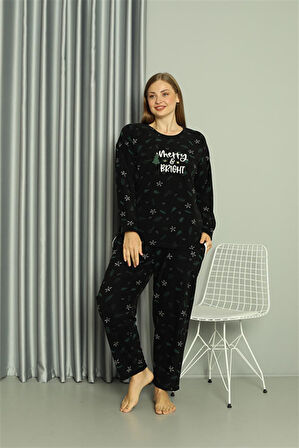 Celira Welsoft Polar Kadın Büyük Beden Pijama Takımı NS0237