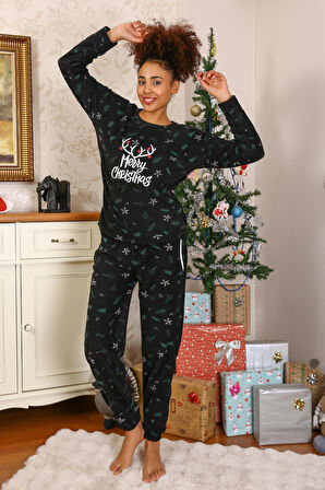 Celira Welsoft Siyah Polar Kadın Pijama Takımı NSL093