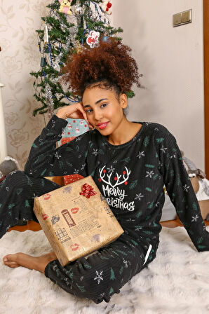 Celira Welsoft Siyah Polar Kadın Pijama Takımı NSL093