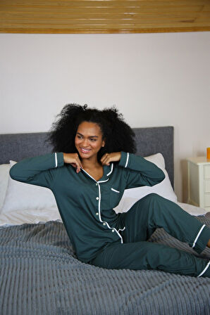 Celira Kadın %100 Pamuk Penye Uzun Kol Pijama Takım NSL2715