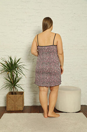 Celira Kadın Pamuklu İp Askılı Büyük Beden Gecelik NSL999